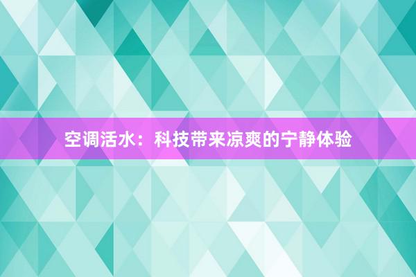 空调活水：科技带来凉爽的宁静体验